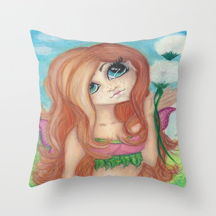 Dandilion Fairy Throw Pillow