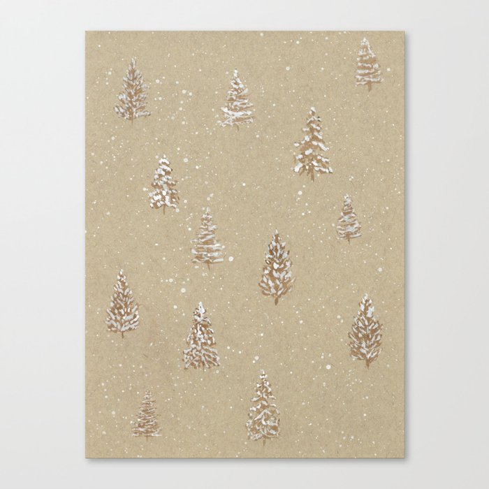 Winter Snowy Trees in Sepia Tones Canvas Print
