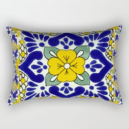 talavera mexican tile in yellow and blu Rectangular Pillow