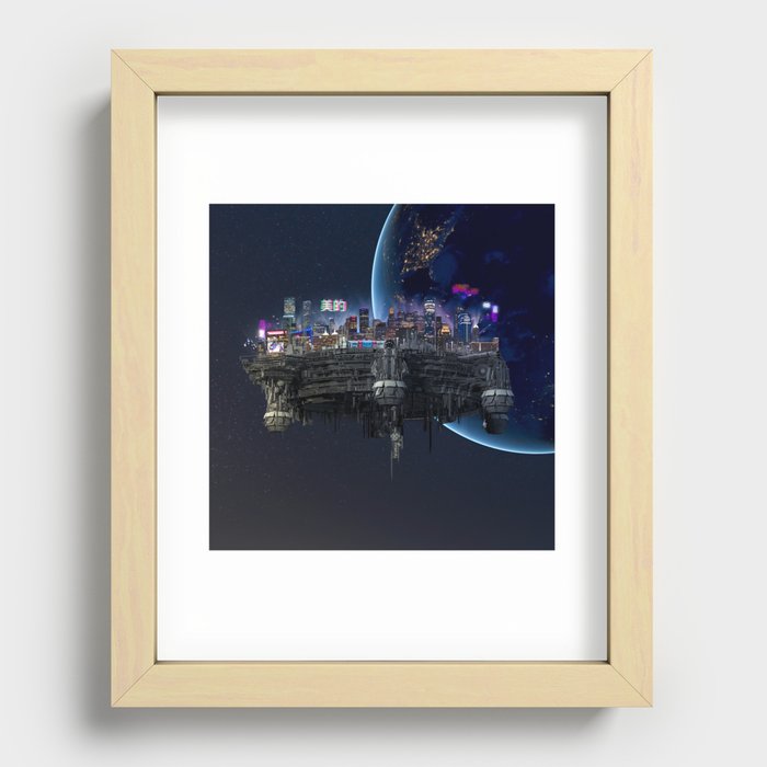 The Space City | Spaceship Recessed Framed Print