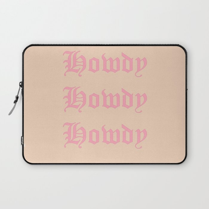 Old English Howdy Pink and White Laptop Sleeve