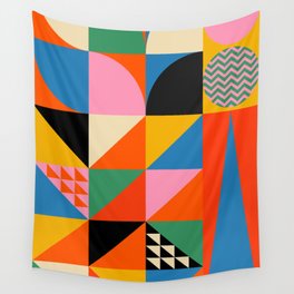 Geometric abstraction in colorful shapes   Wall Tapestry