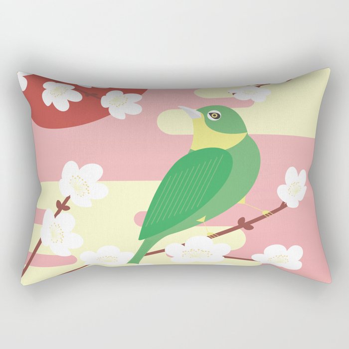 Little Bird on a Plum Tree Rectangular Pillow
