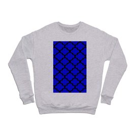 Quatrefoil Pattern In Black Outline On Dark Blue Crewneck Sweatshirt