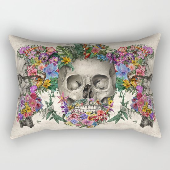 floral beard skull Rectangular Pillow