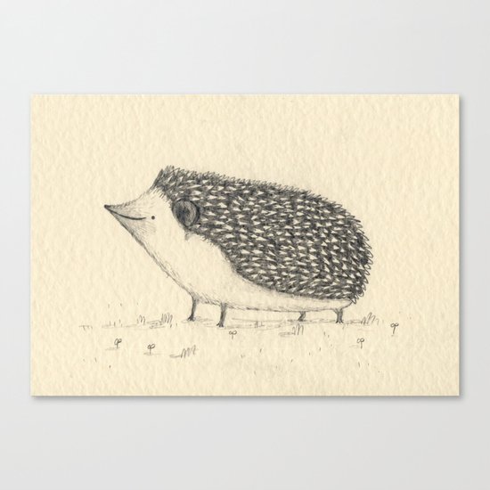 Monochrome Hedgehog Canvas Print