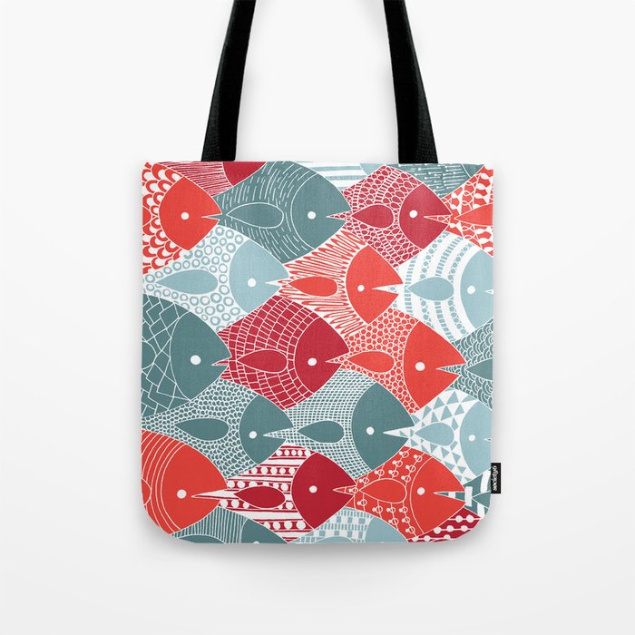 Fish Overlap Pattern Tote Bag