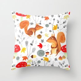 Pattern #64 - Woodland squirrels Throw Pillow