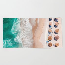 Aerial Beach Print, Emerald Turquoise Ocean Beach Photography, Aerial Photography, Ocean Waves, Beach Art Poster, Home Decor Art Print Beach Towel
