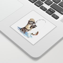 " Natures Fisherman " fishing river otter with trout Sticker