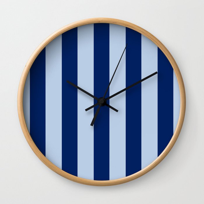 Wide Double Blue Stripes Wall Clock