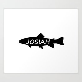 Josiah Fish Art Print | Digital, Birthday, Name, Black And White, Firstname, Tag, Josiah, Named, Fish, Forename 