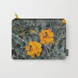 Bees and flowers in duo-tone color style Carry-All Pouch