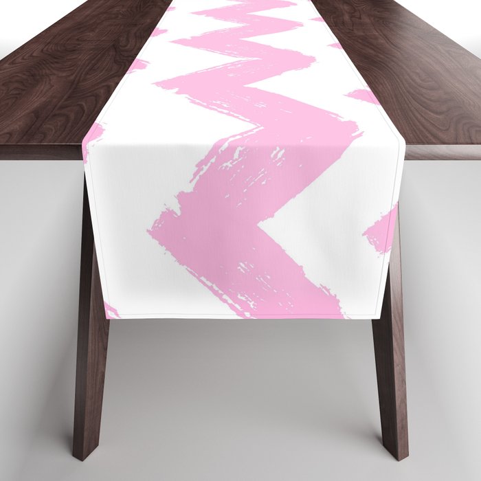Hand-Drawn Chevron (Pink & White Pattern) Table Runner