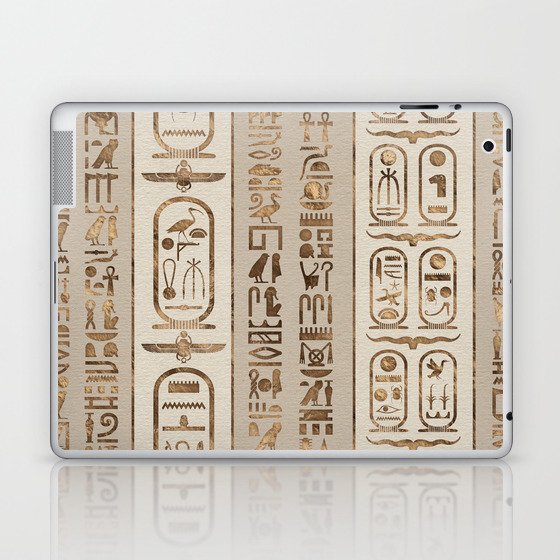 Egyptian hieroglyphs Pastel Gold Laptop & iPad Skin