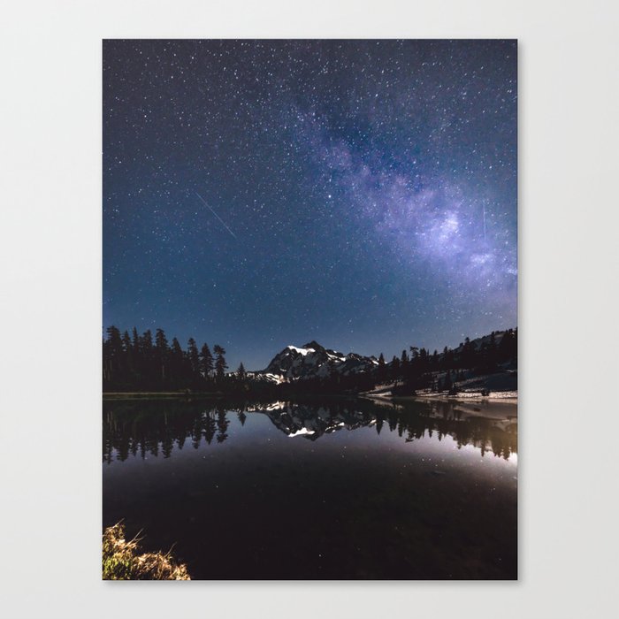 Summer Stars - Galaxy Mountain Reflection - Nature Photography Canvas Print