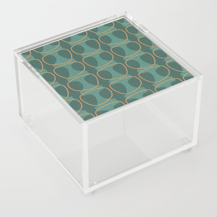Teal and Orange Mid Century Modern Abstract Ovals Acrylic Box