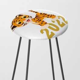 Happy New Year 2022 With Funny Tiger Cub Counter Stool