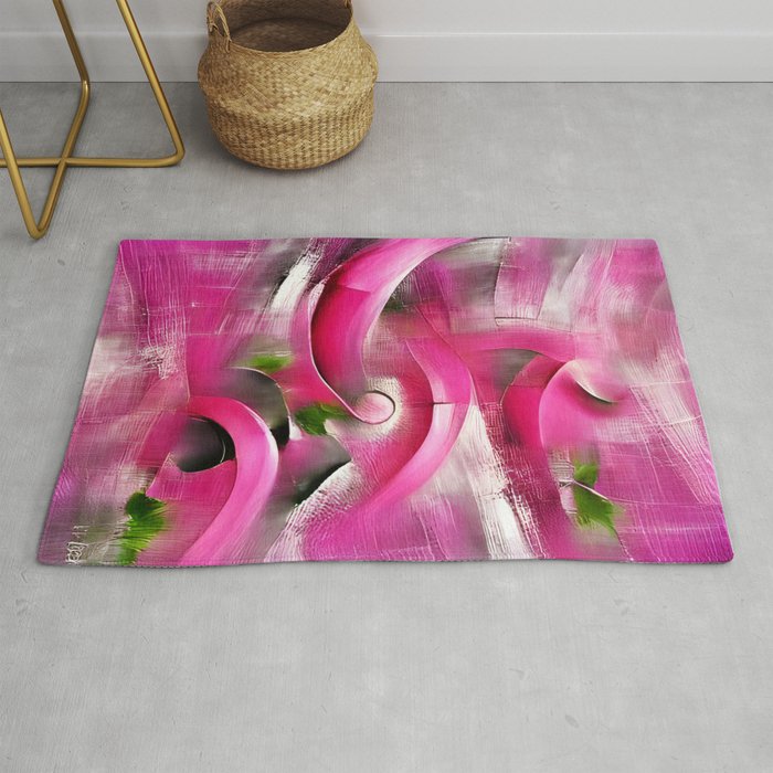 Pink and fuchsia original abstract digital artwork Rug