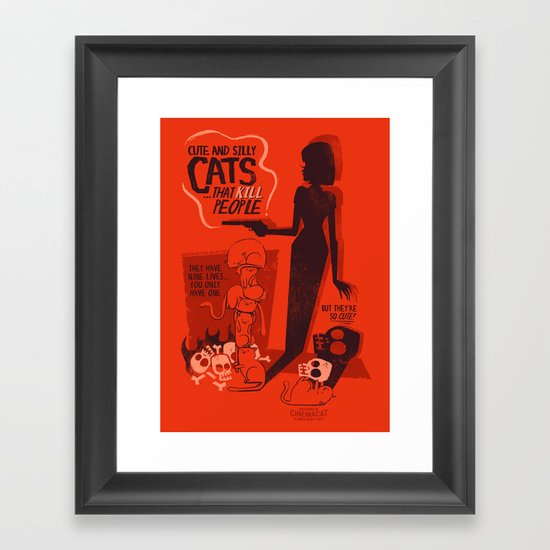 Cat Movie - orange Framed Art Print
