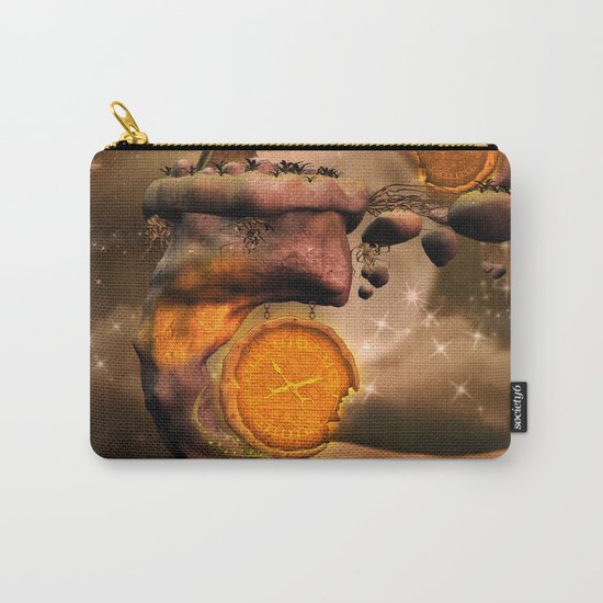 Fantasy world with flying rocks with clocks Carry-All Pouch