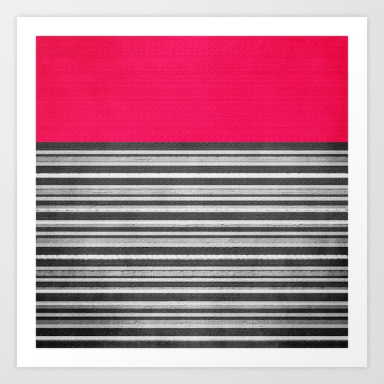 Pink Gray Stripes Art Print