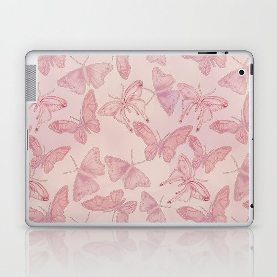 Butterfly Pattern soft pink pastel Laptop & iPad Skin