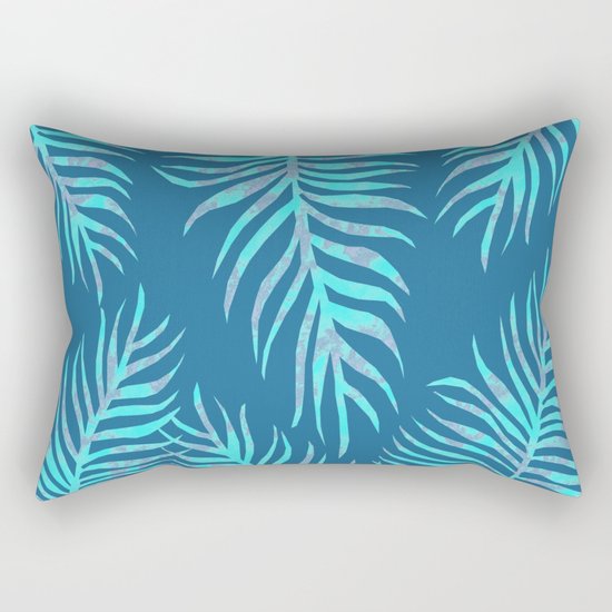 Fern Pattern On Blue Background Rectangular Pillow