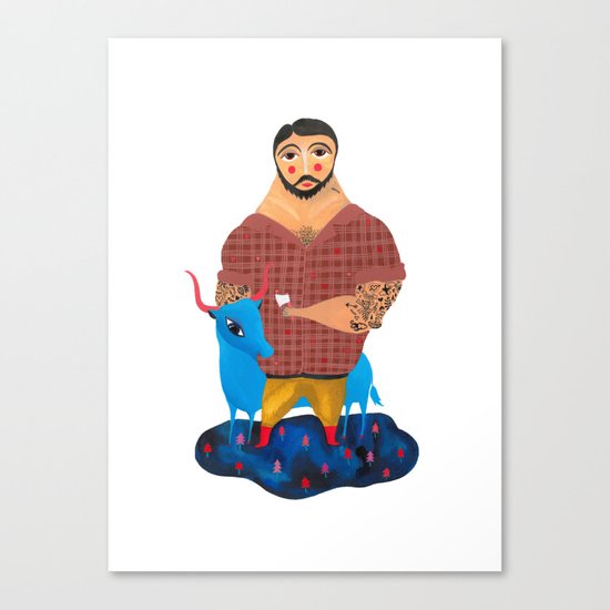 Paul Bunyan and Babe Canvas Print
