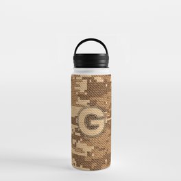 Personalized  G Letter on Brown Military Camouflage Army Commando Design, Veterans Day Gift / Valentine Gift / Military Anniversary Gift / Army Commando Birthday Gift  Water Bottle