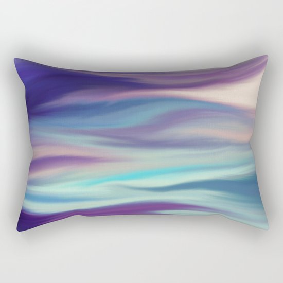 Painted digital silk texture blue colors Rectangular Pillow