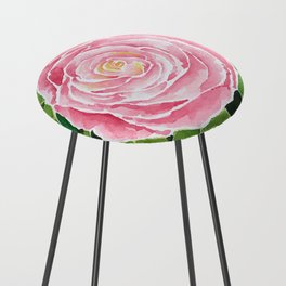 Pink Camellia Blossoms Counter Stool