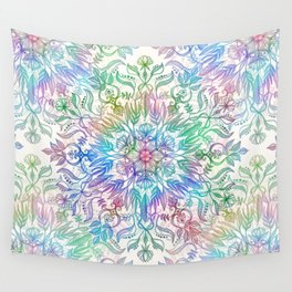 Nature Mandala in Rainbow Hues Wall Tapestry