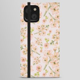 Dreamy Watercolor peach florals iPhone Wallet Case