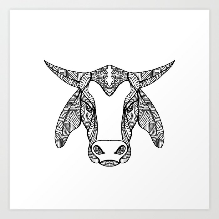 Brahma Bull Head Mandala Art Print