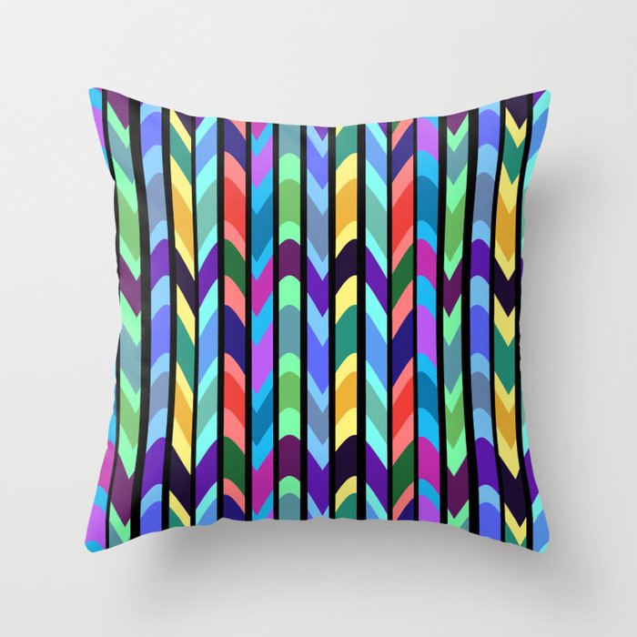 Waves and stripes Throw Pillow