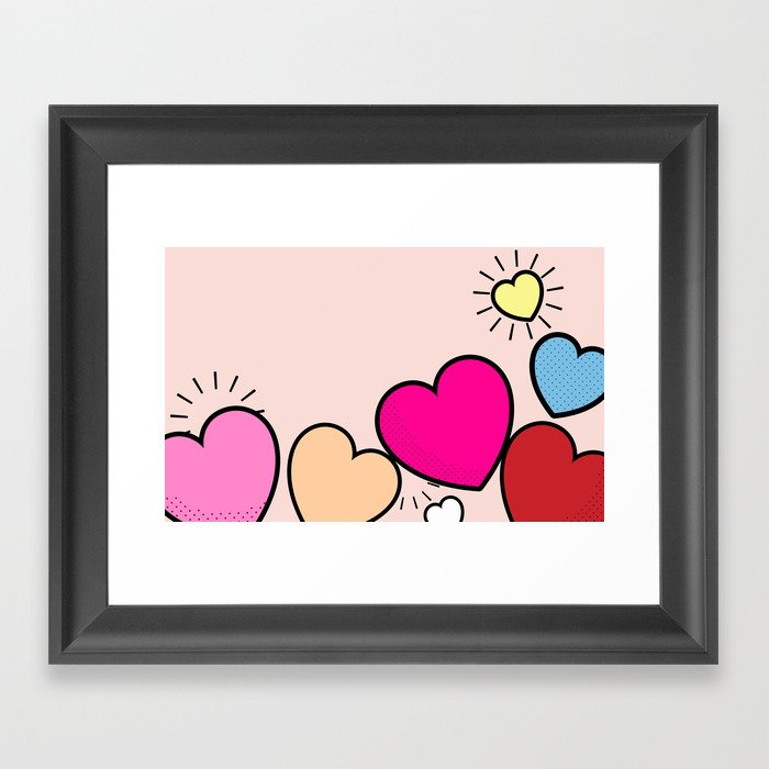 Pop Hearts Framed Art Print
