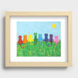Rainbow Cat Hill  Recessed Framed Print