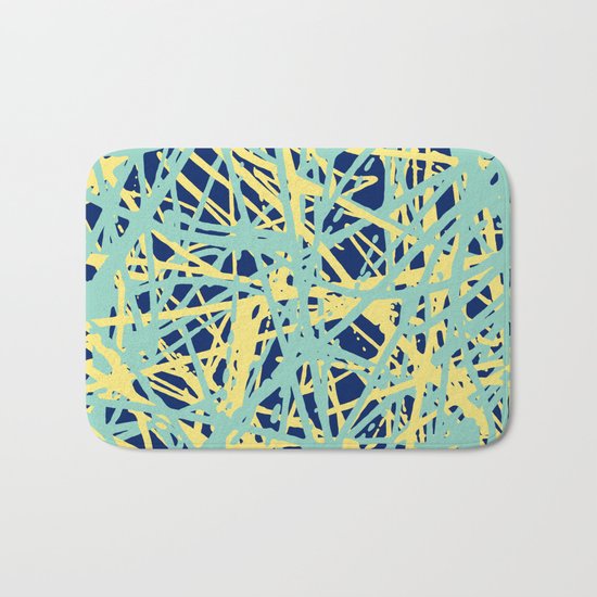 Daisy Scribble Navy, Mint and Lemon Bath Mat