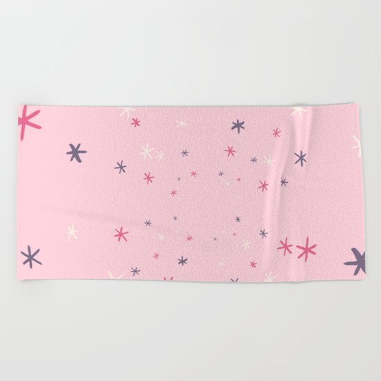 Pink Decorative Design with Stars to Infinity Beach Towel