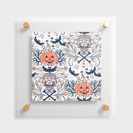 Halloween Pumpkin Scary Design Pattern White Floating Acrylic Print