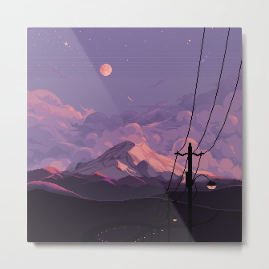 Mt Rainier with Powerlines Metal Print
