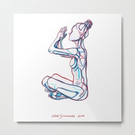 Sukhasana Metal Print | Minimalist, Blue, Yogapose, Woman, Seated, Yogainspiration, Watercolor, Anatomy, Yoga, Yogapractice 