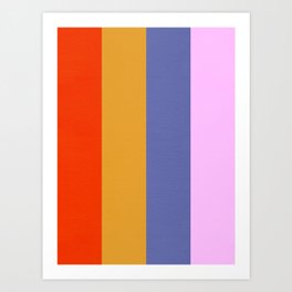 Happy Stripes in Pink, orange, red and Blue Art Print