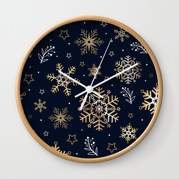 gollden snow flake Wall Clock