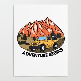 Adventure begins Camping Graphic Design Poster