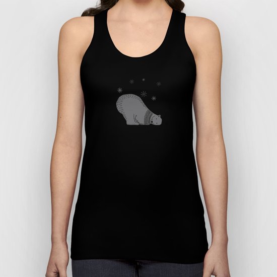 Merry christmas- Polar bear - Animal Watercolor Illustration Unisex Tank Top