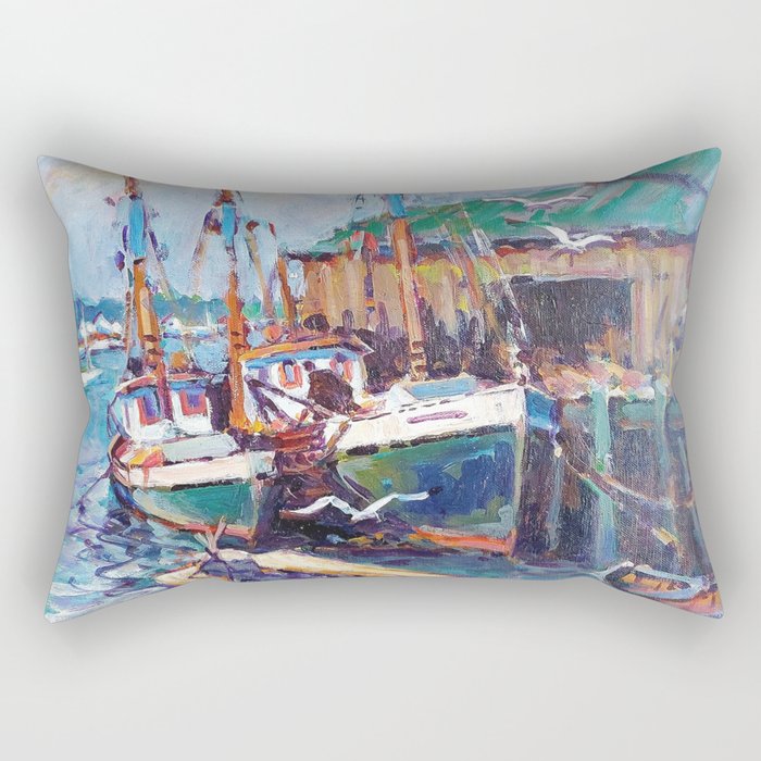 Sailboats By The Harbor Rectangular Pillow