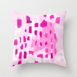 Zimta - pink abstract painting dots mark making canvas art decor Throw Pillow
