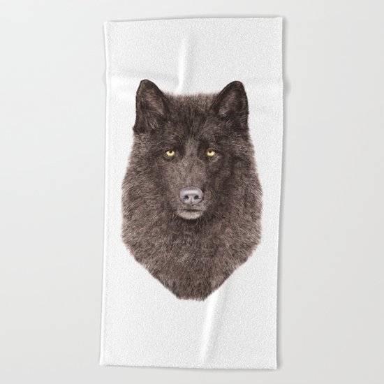 Black Wolf Beach Towel